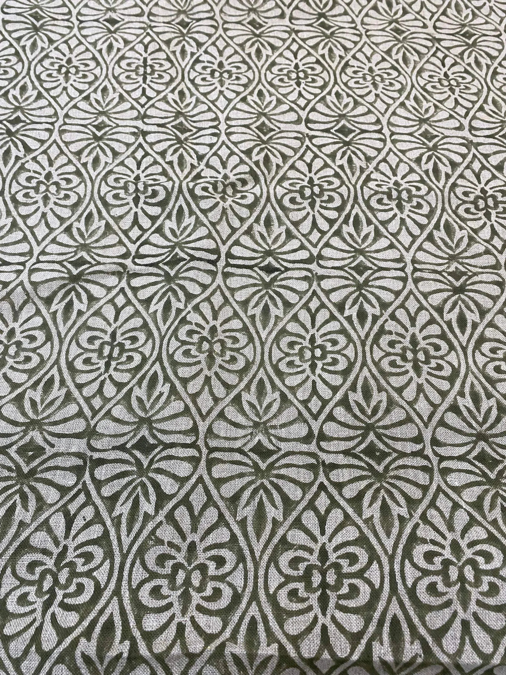 Flint Floral Hand Block Print Fabric Linen Fabric