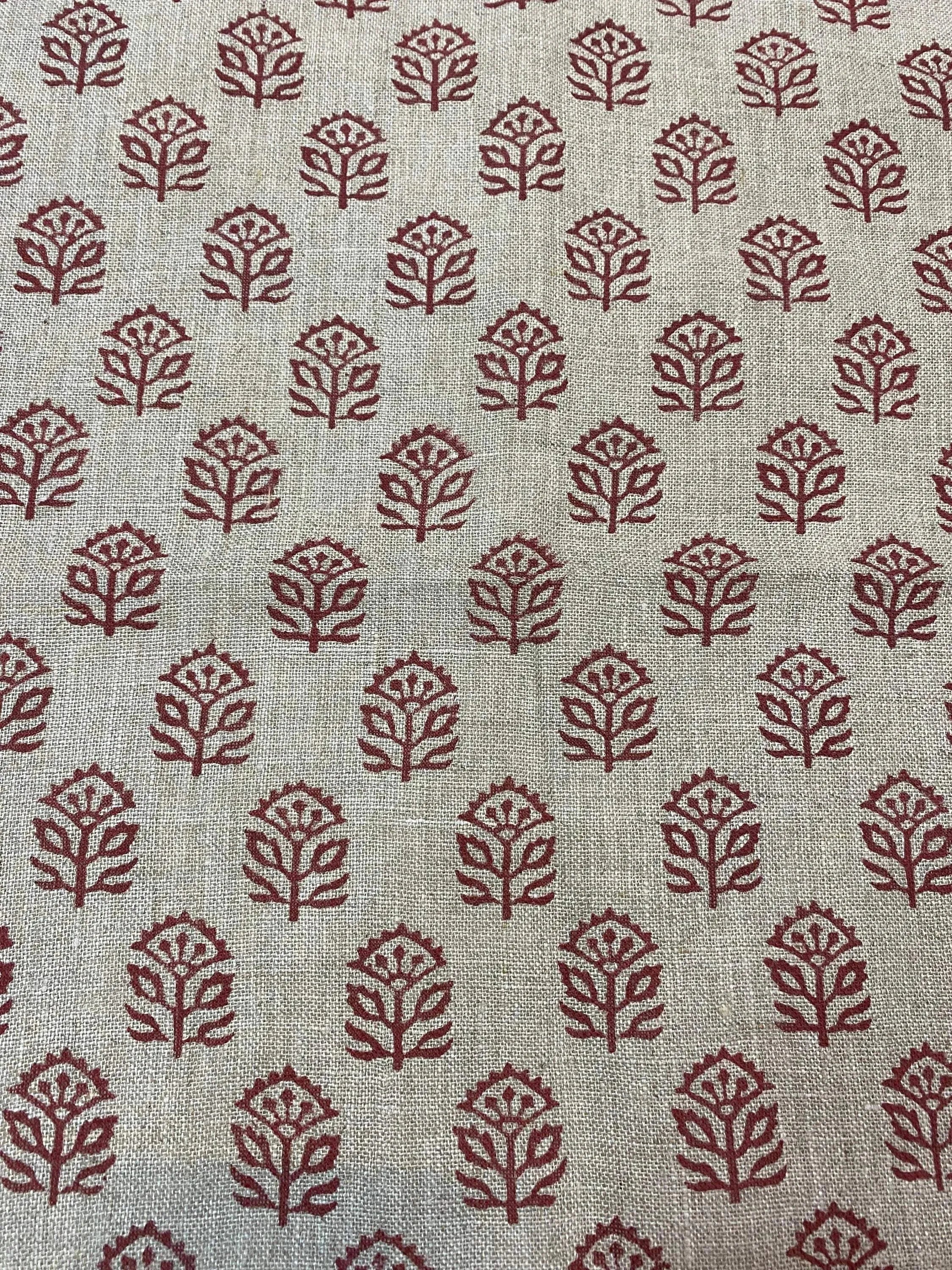 Garland Indian Hand Block Print Linen Fabric Linen Fabric