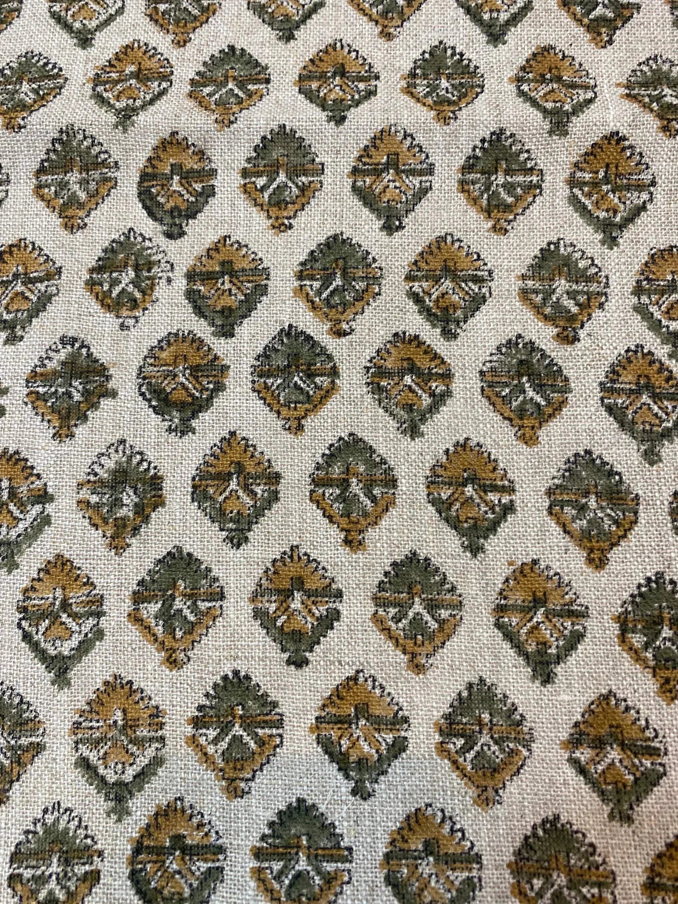 Bea Block Printed Linen Fabric Linen Fabric