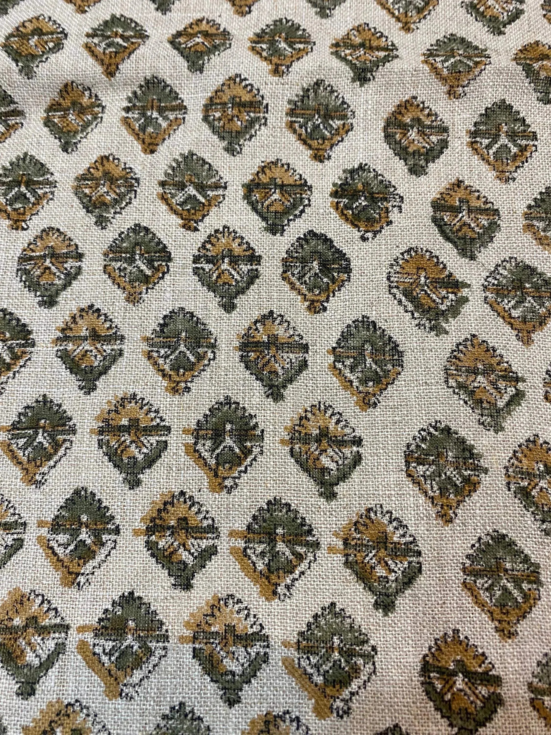 Bea Block Printed Linen Fabric Linen Fabric