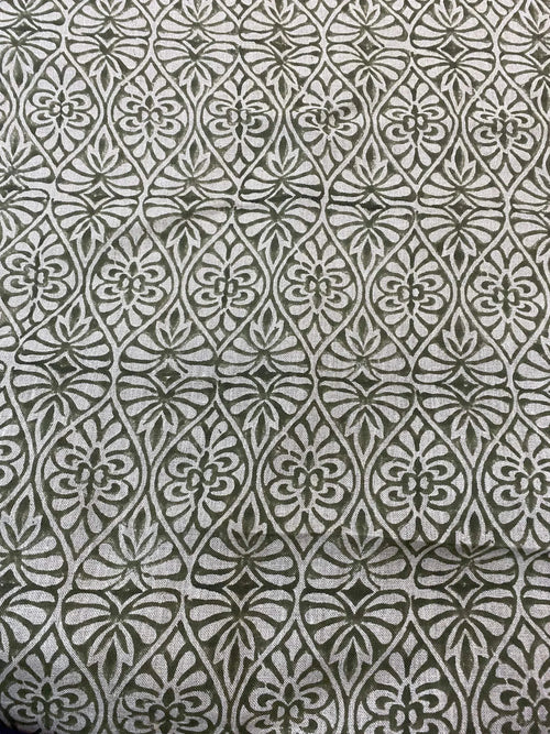 Flint Floral Hand Block Print Fabric Linen Fabric