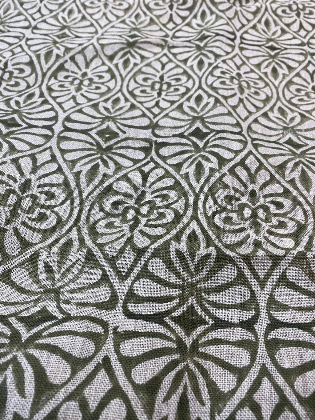 Flint Floral Hand Block Print Fabric Linen Fabric