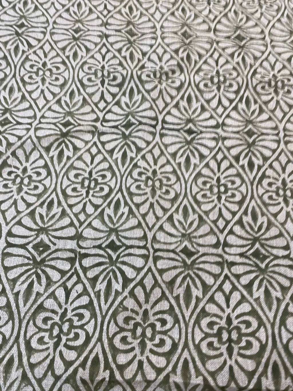 Flint Floral Hand Block Print Fabric Linen Fabric