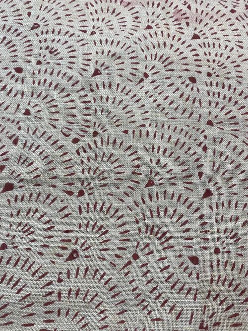 1 Yard Cut Out-Inez Block Print Linen Fabric Linen Fabric