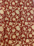 Abbey Block Print Indian Cotton Fabric Wine Red Cotton Fabric