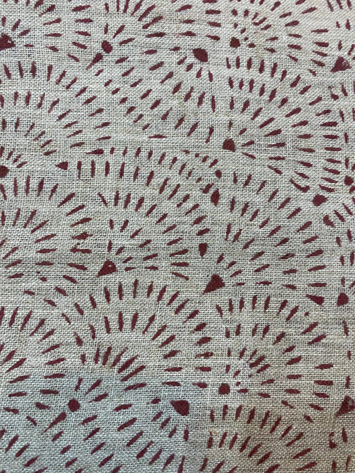 1 Yard Cut Out-Inez Block Print Linen Fabric Linen Fabric