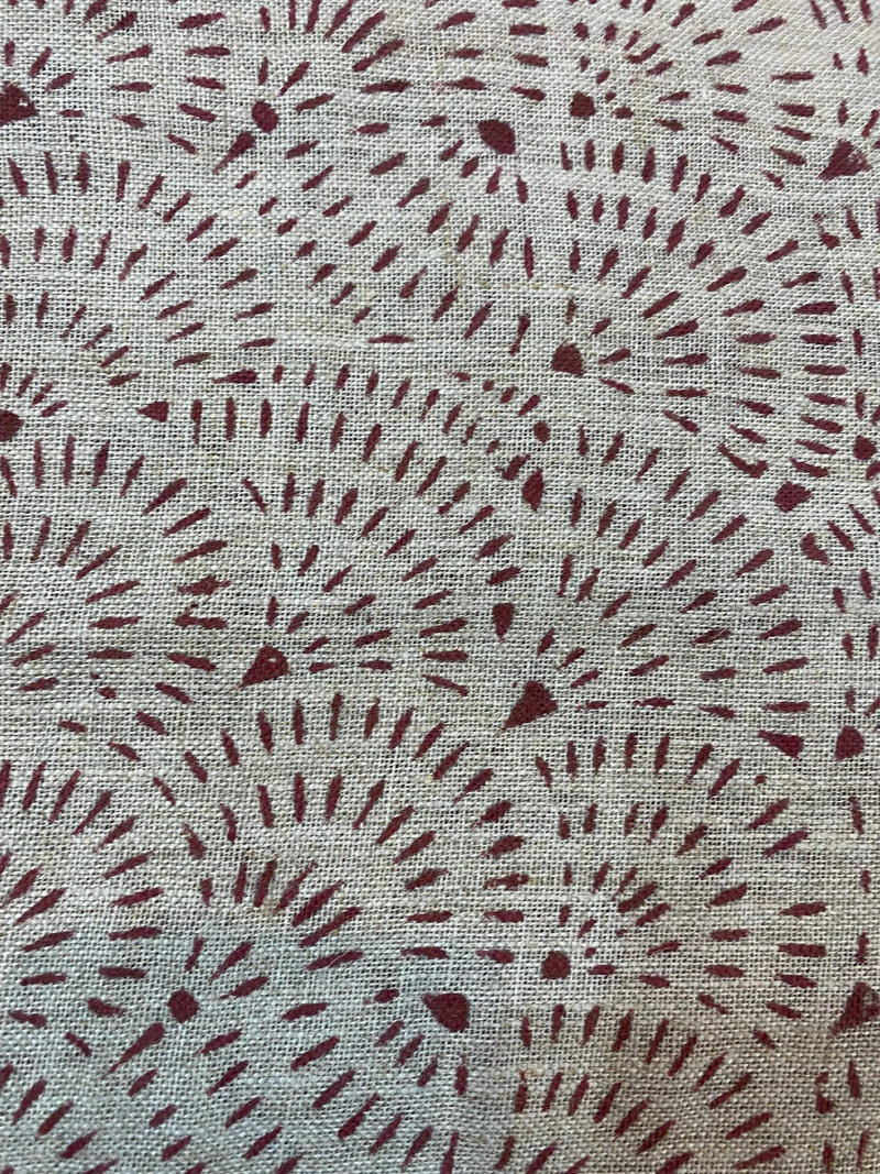 1 Yard Cut Out-Inez Block Print Linen Fabric Linen Fabric