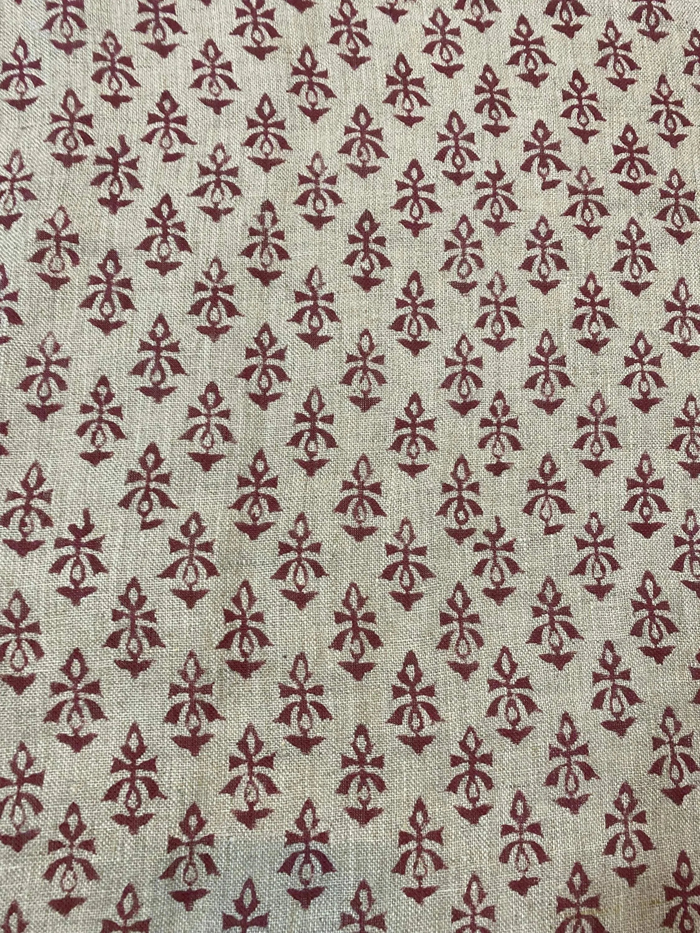 Otis Hand Block Print Linen Fabric Linen Fabric