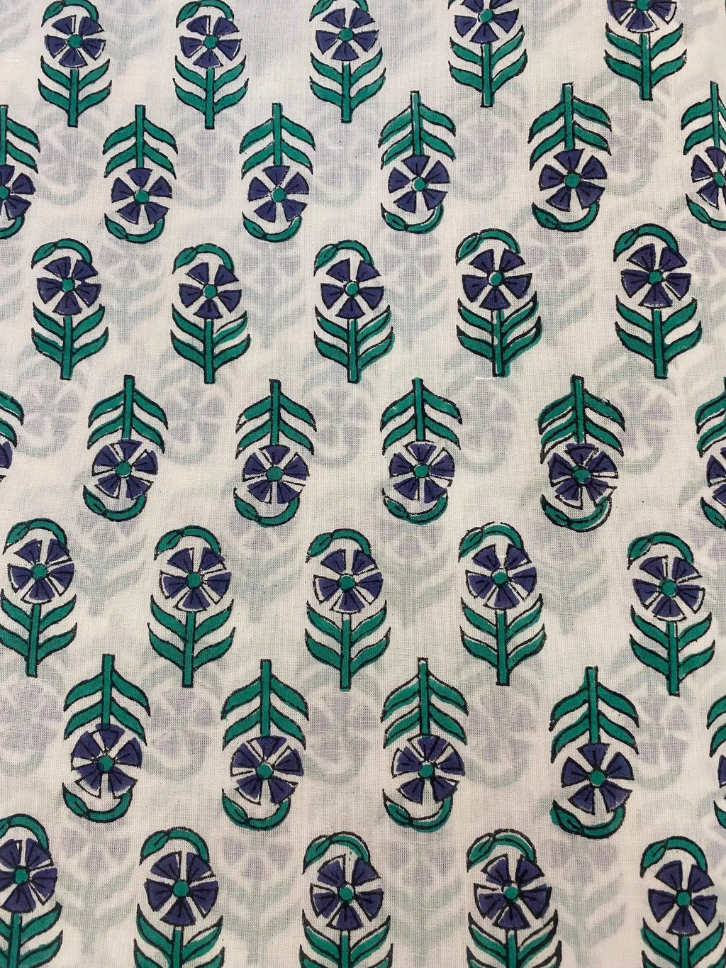Meadow Floral Hand Block Print Cotton Fabric Cotton Fabric