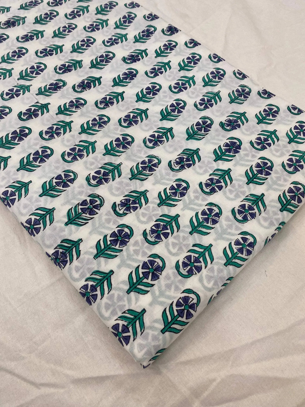 Meadow Floral Hand Block Print Cotton Fabric Cotton Fabric