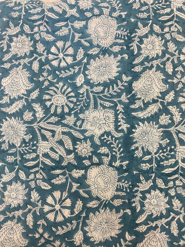 Agnes Floral Block Print Cotton Fabric By Yard