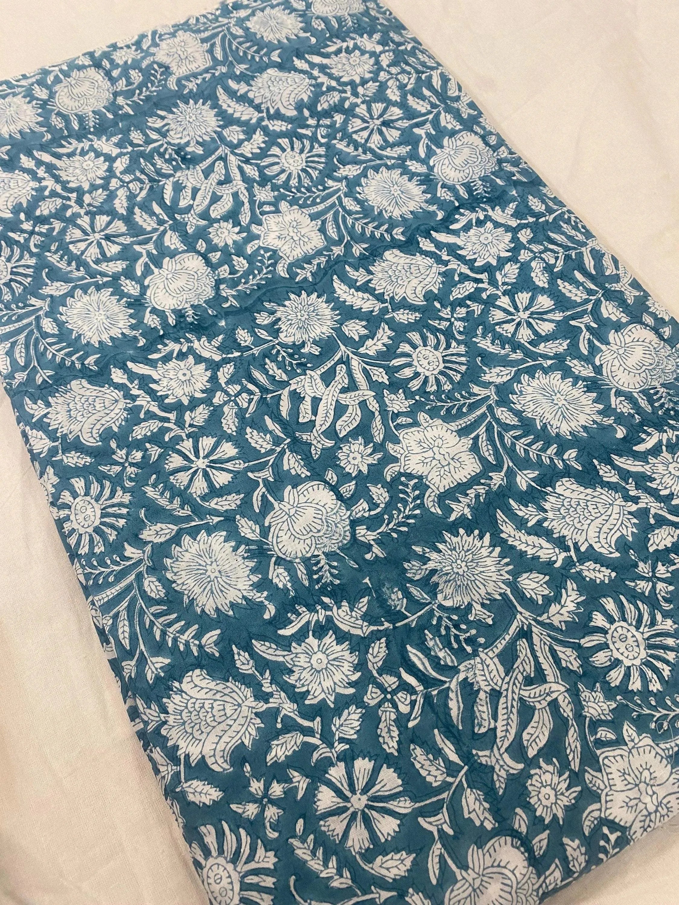 Agnes Floral Block Print Cotton Fabric By Yard Cotton Fabric