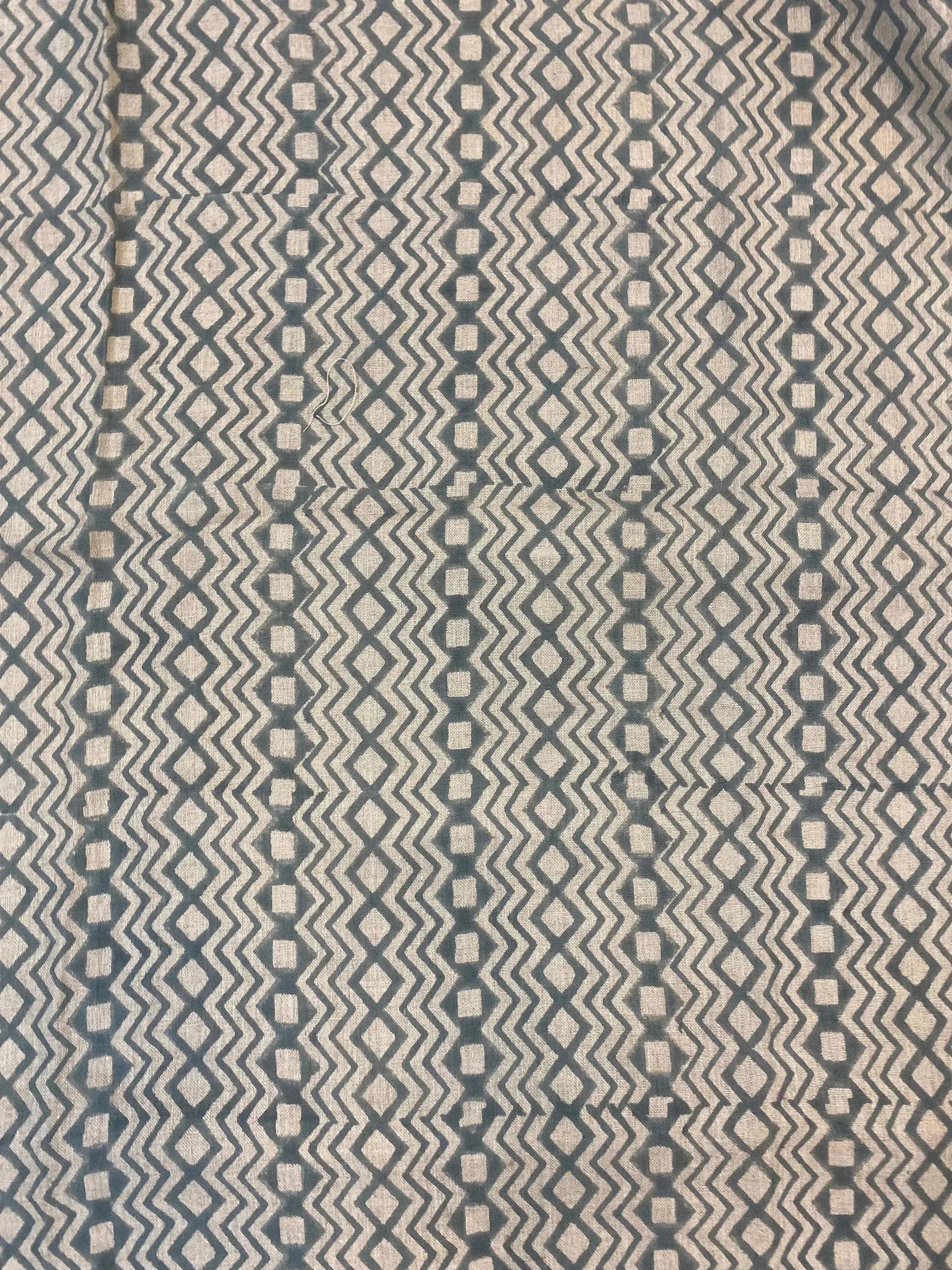 Etta Printed Linen Fabric Teal Blue Linen Fabric