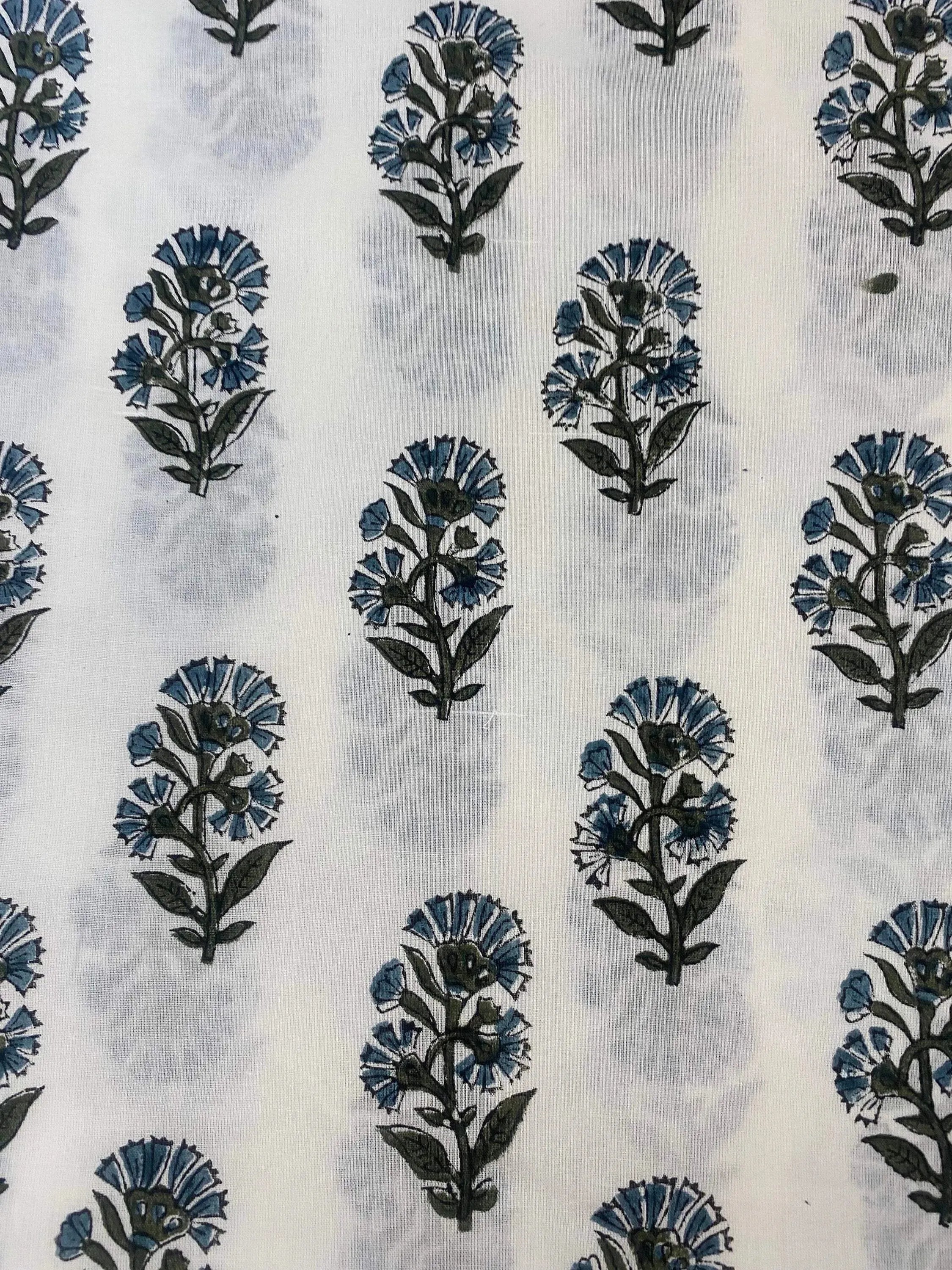 Thorian Hand Block Printed Floral Cotton Cotton Fabric