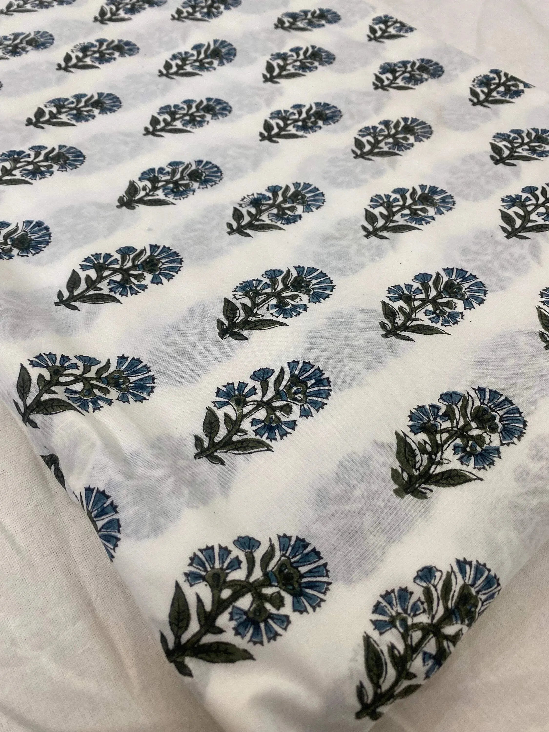Thorian Hand Block Printed Floral Cotton Cotton Fabric