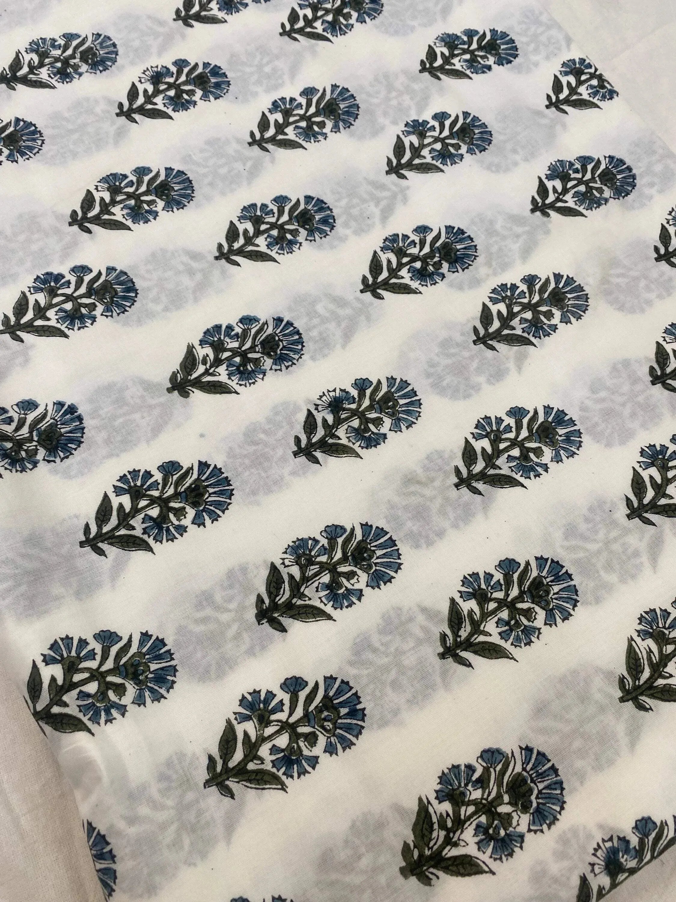 Thorian Hand Block Printed Floral Cotton Cotton Fabric