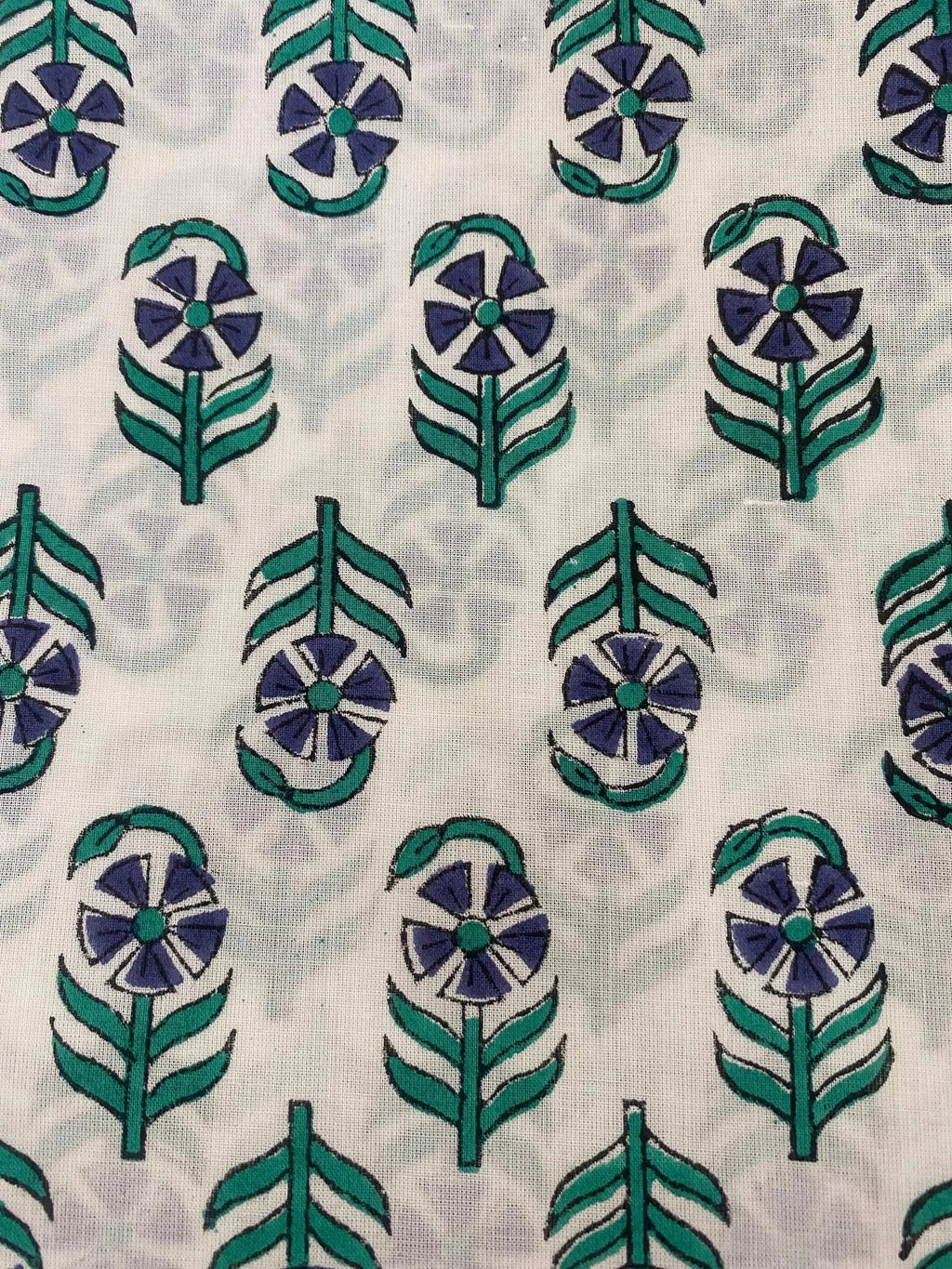 Meadow Floral Hand Block Print Cotton Fabric Cotton Fabric