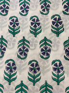Meadow Floral Hand Block Print Cotton Fabric Cotton Fabric