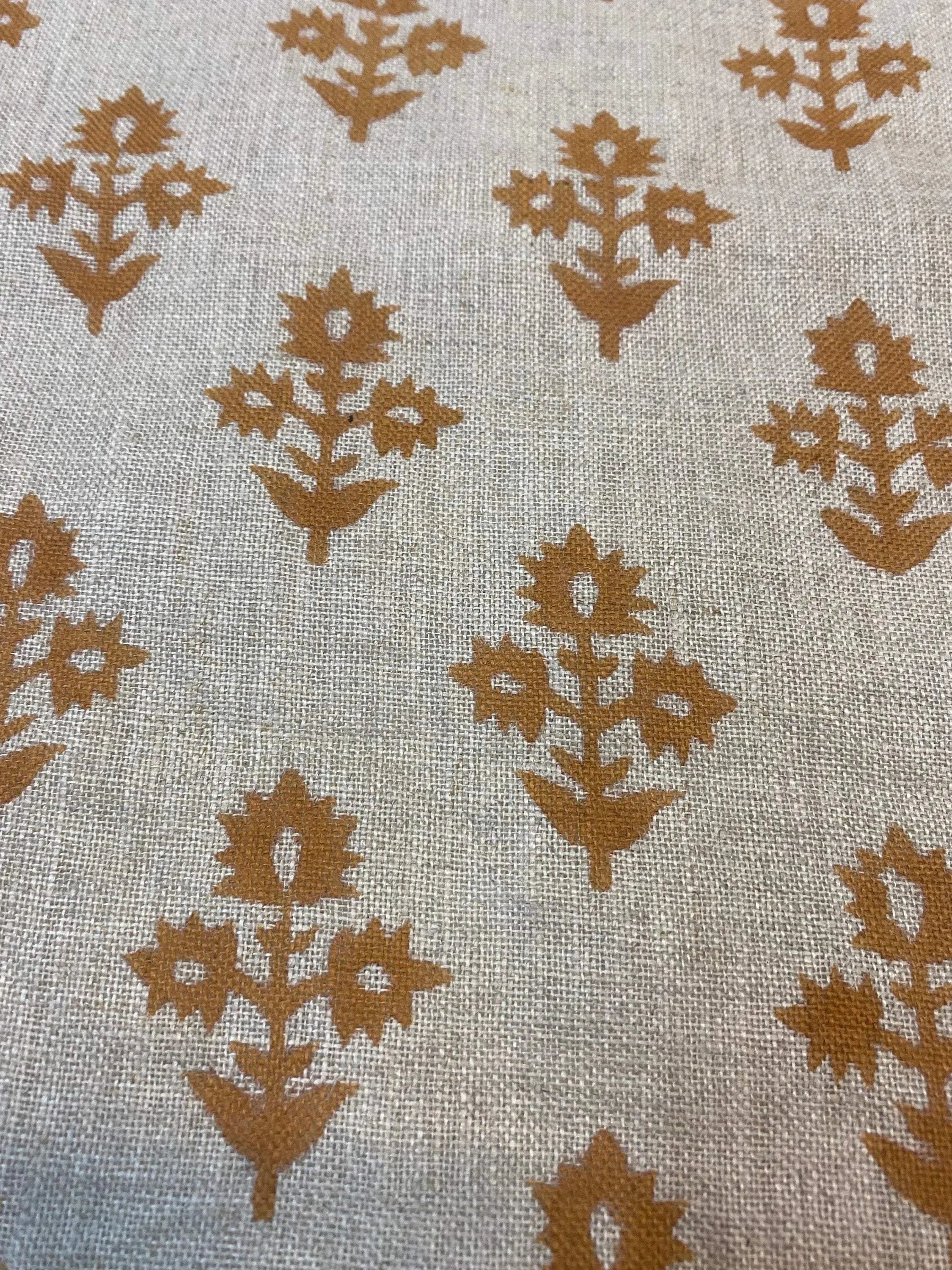 Naomi Linen Upholstery Fabric Mustard Off-White Linen Fabric