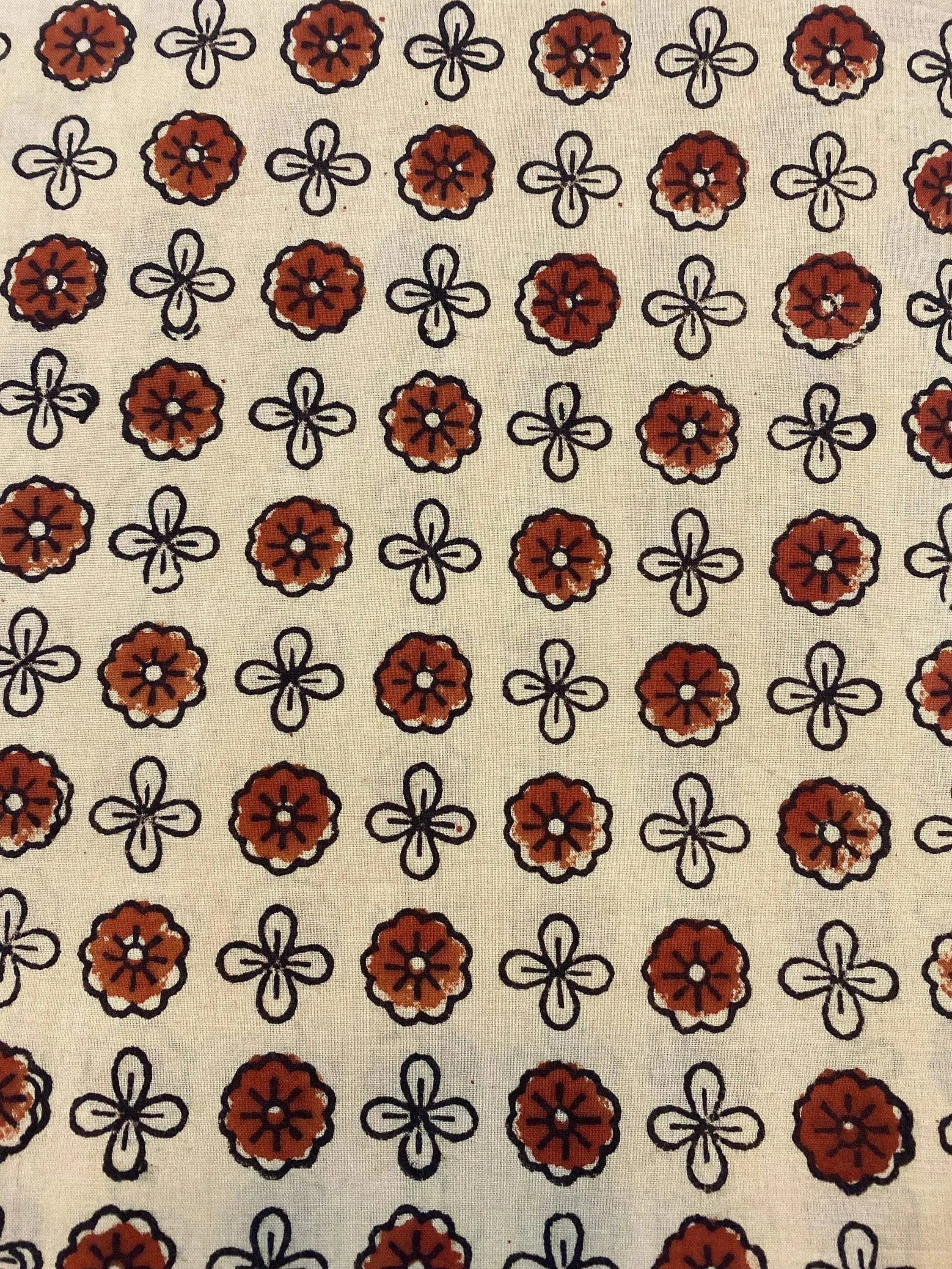 Rhody Block Printed Cotton Fabric Cotton Fabric