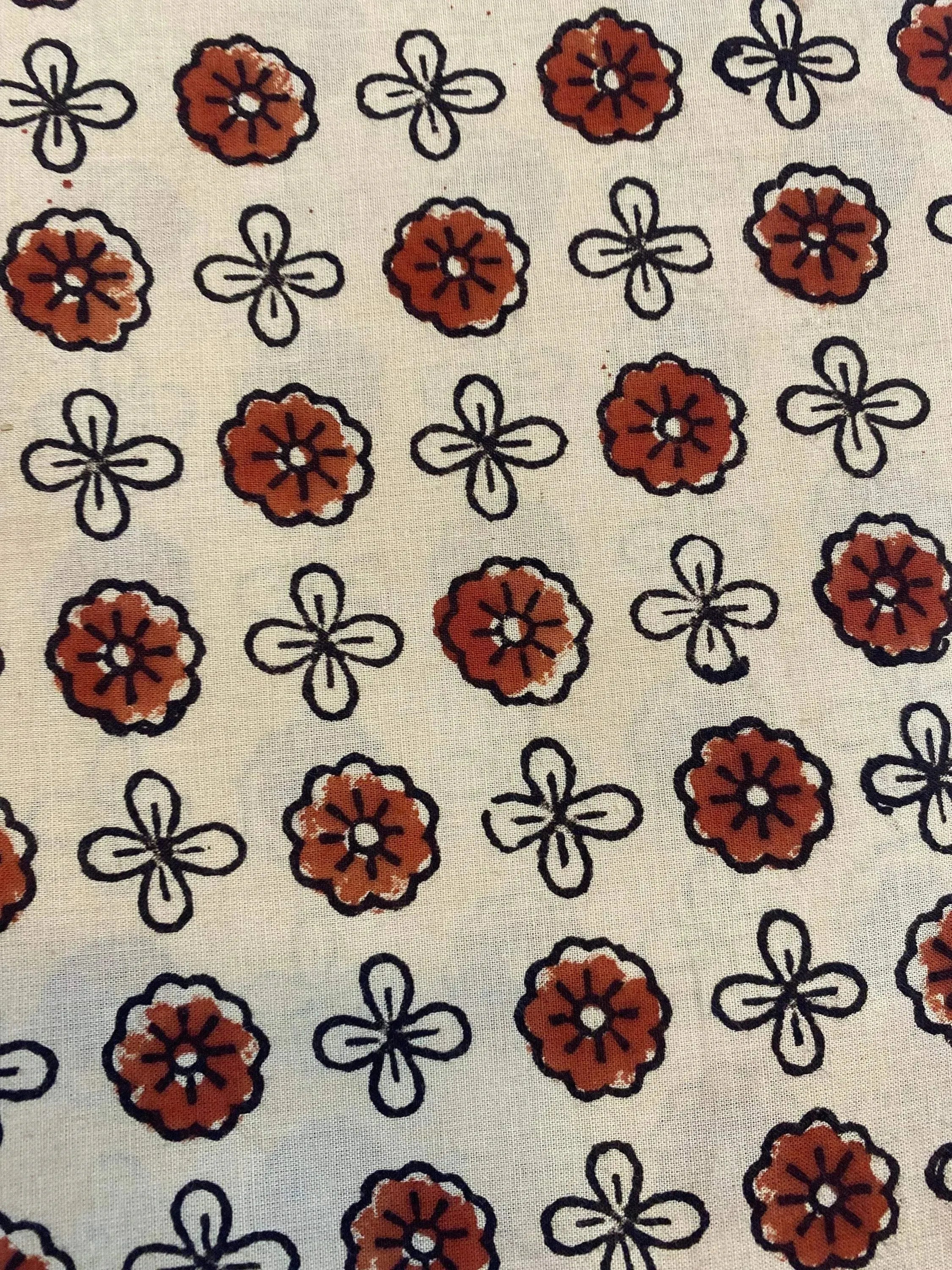 Rhody Block Printed Cotton Fabric Cotton Fabric