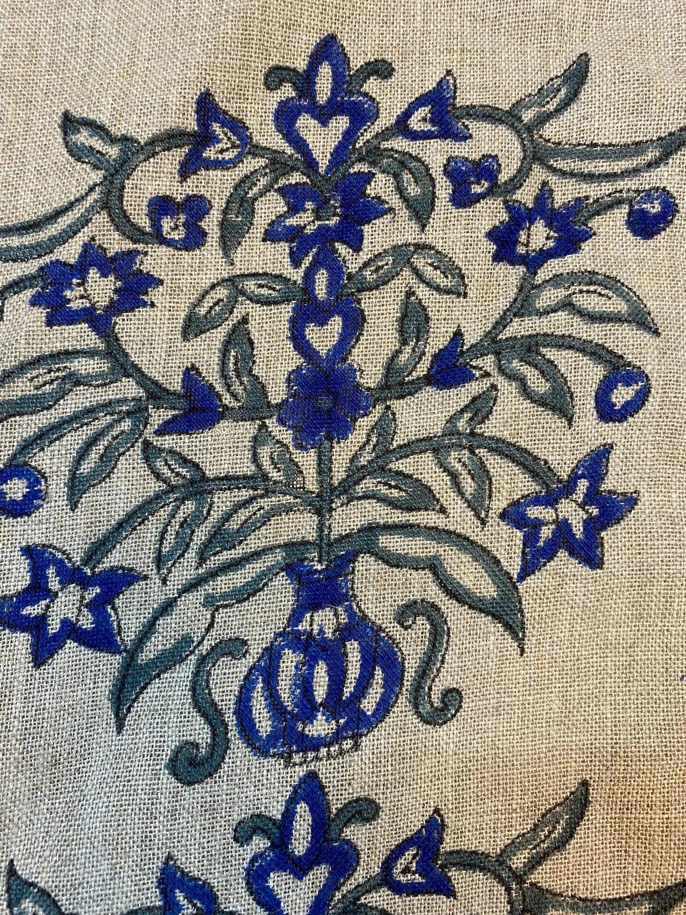 Lumi Block Print Linen Linen Fabric