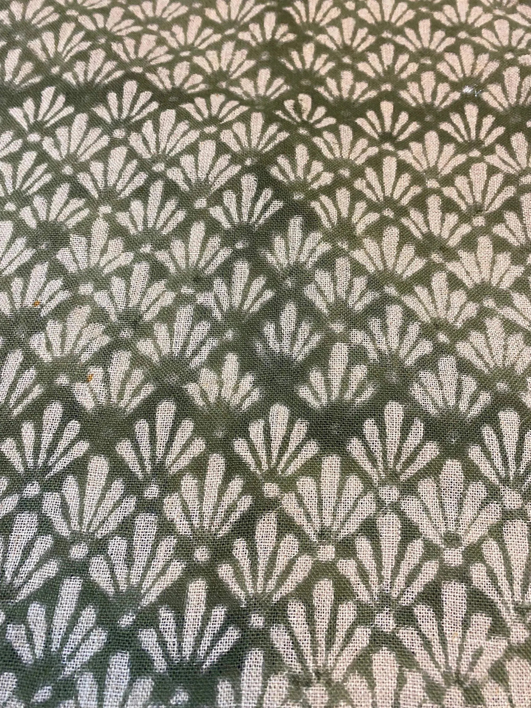 Arthur Hand Block Printed Linen Fabric - Upholstery Linen Fabric