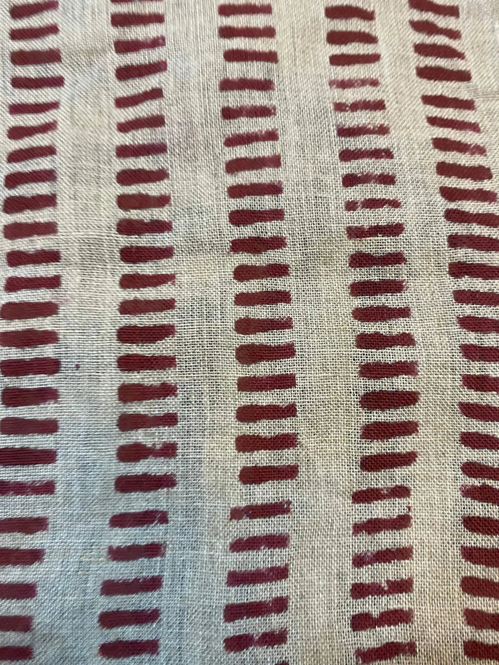 Vesper Indian Block Print Linen Fabric by the Yard Brown Beige Linen Fabric