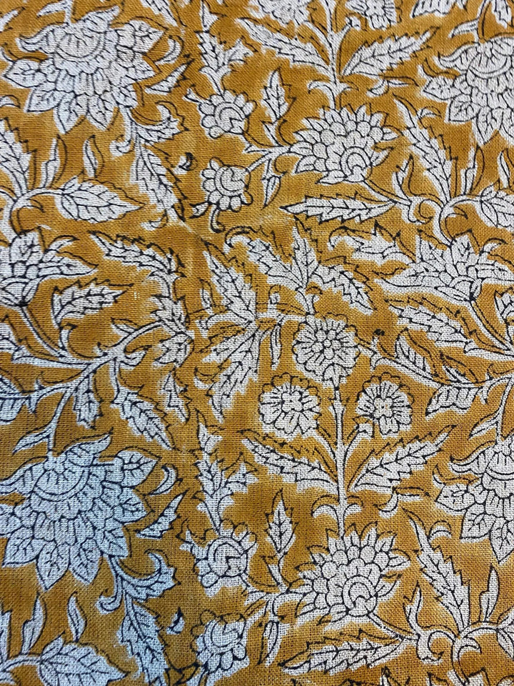 58" inches Indian Hand Block Print Fabric, Indian Linen Fabric, Block Print Fabric, Designer Floral Printing Fabric, Upholstery fabric, - Maple Village Lane