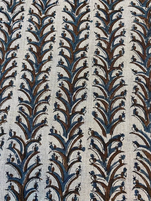 Joy Indian Hand Block Print Linen Fabric For Curtains and Upholstery