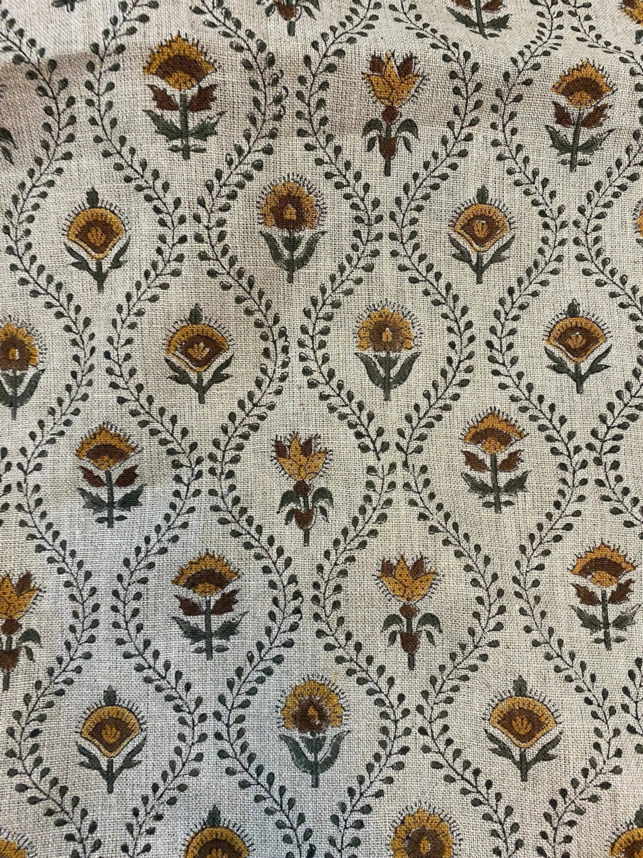 Esme Block Printed Linen Linen Fabric