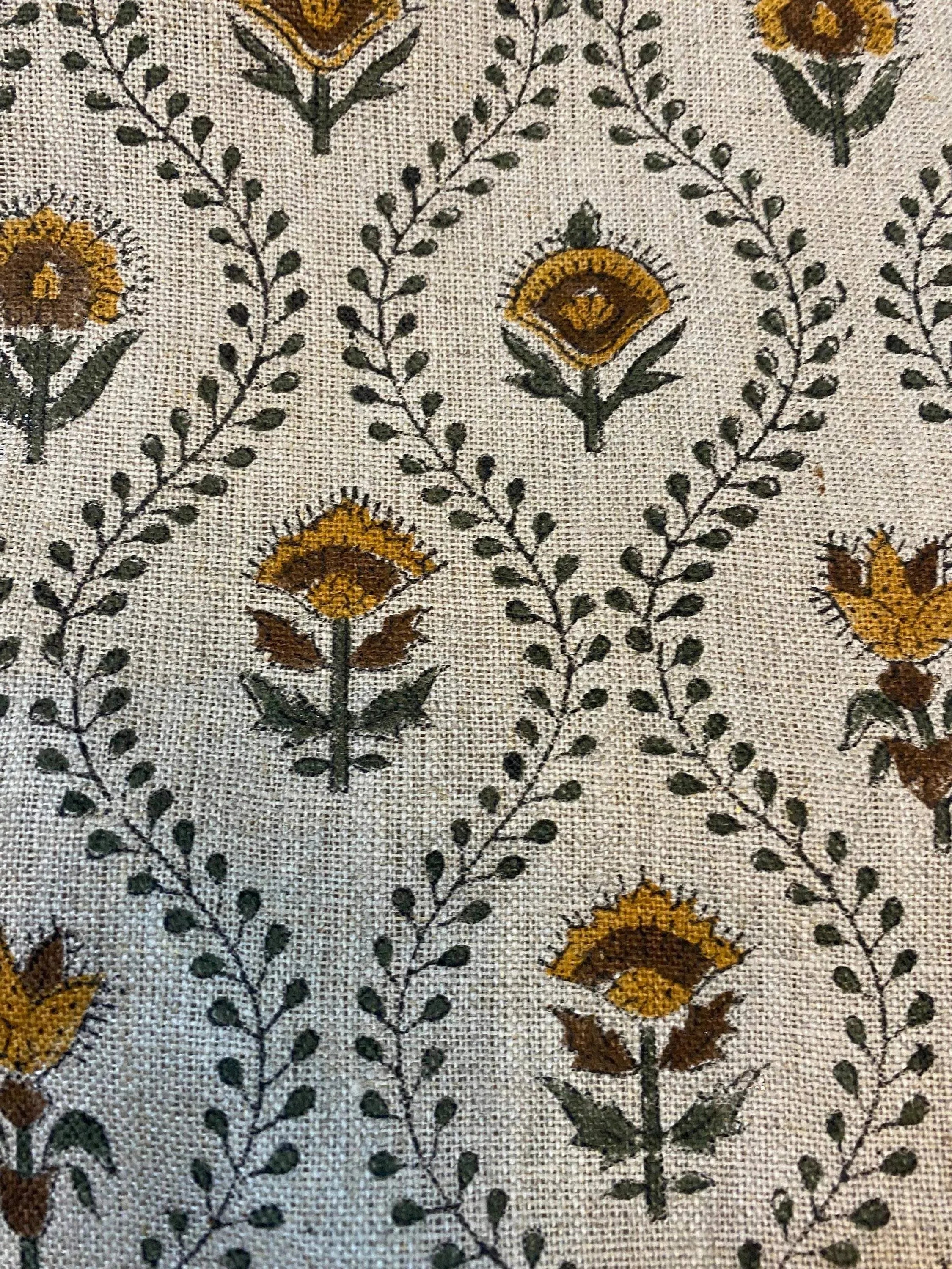 Esme Block Printed Linen Linen Fabric