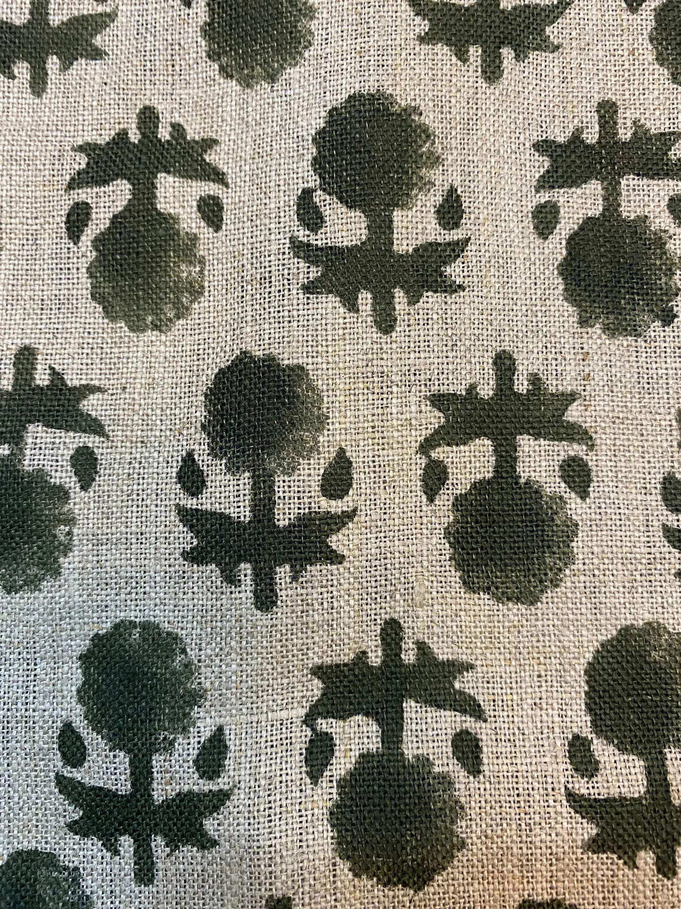 Celeste Linen Block Print Linen Fabric