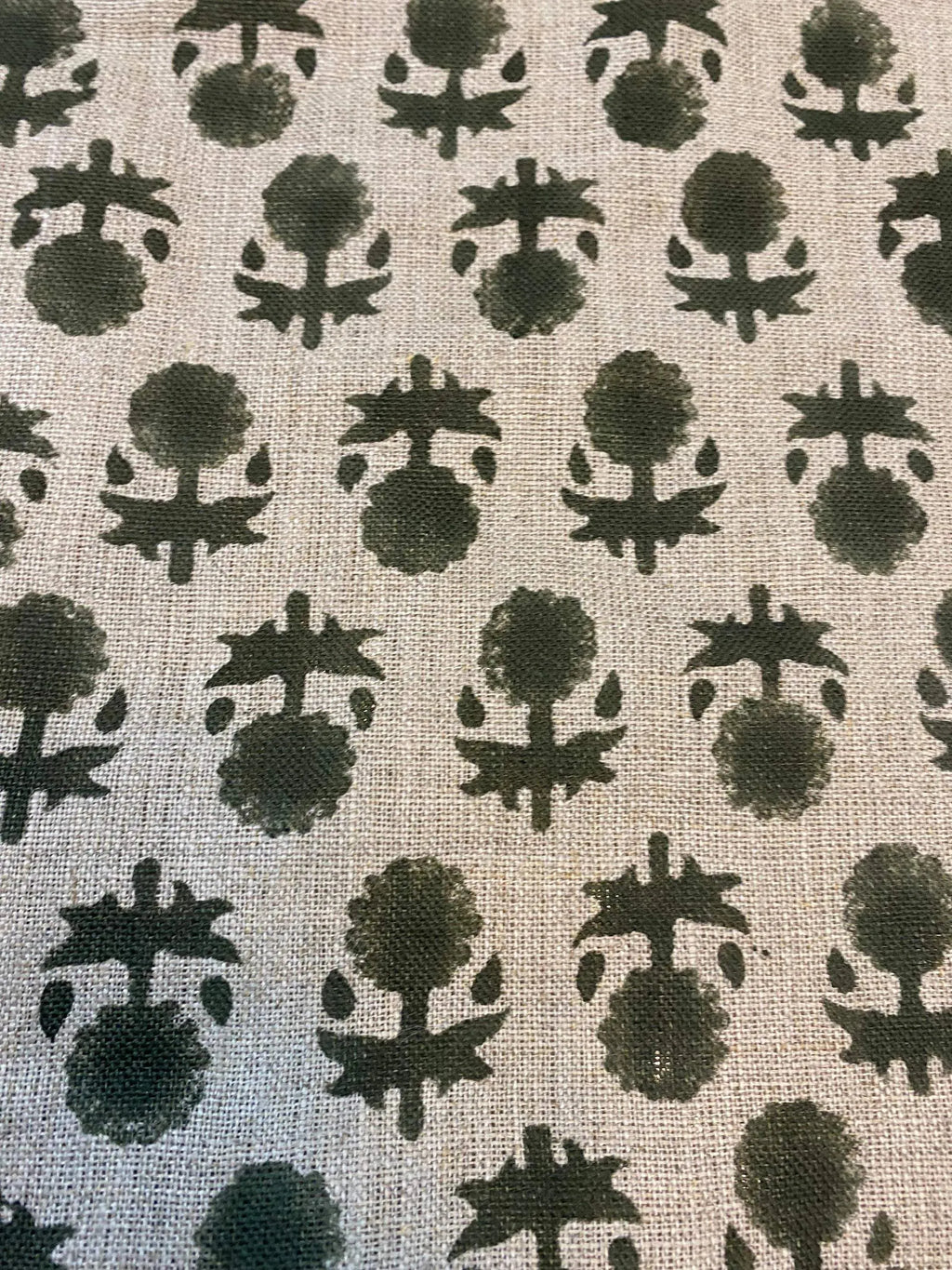 Celeste Linen Block Print Linen Fabric