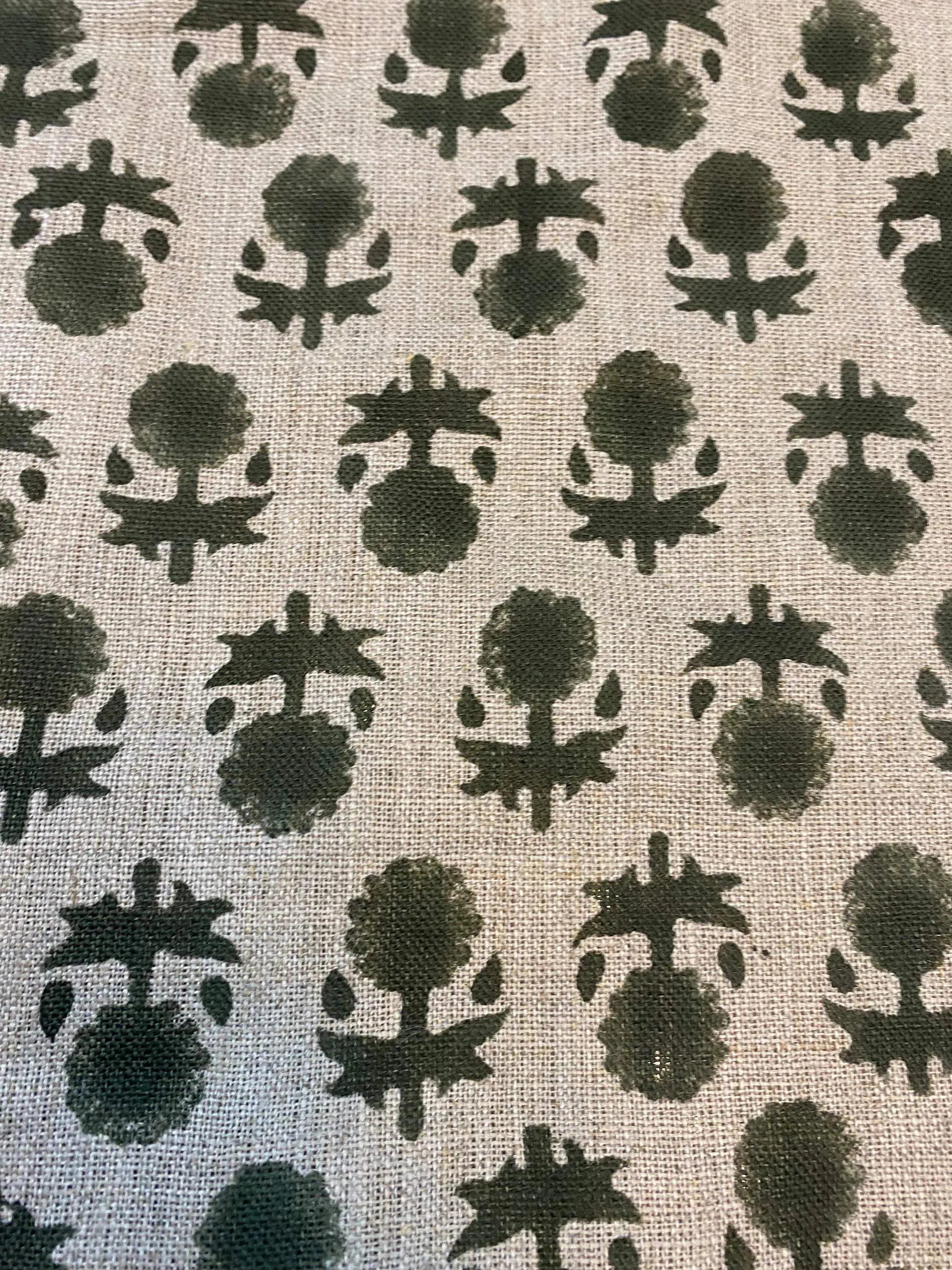 Celeste Linen Block Print Linen Fabric