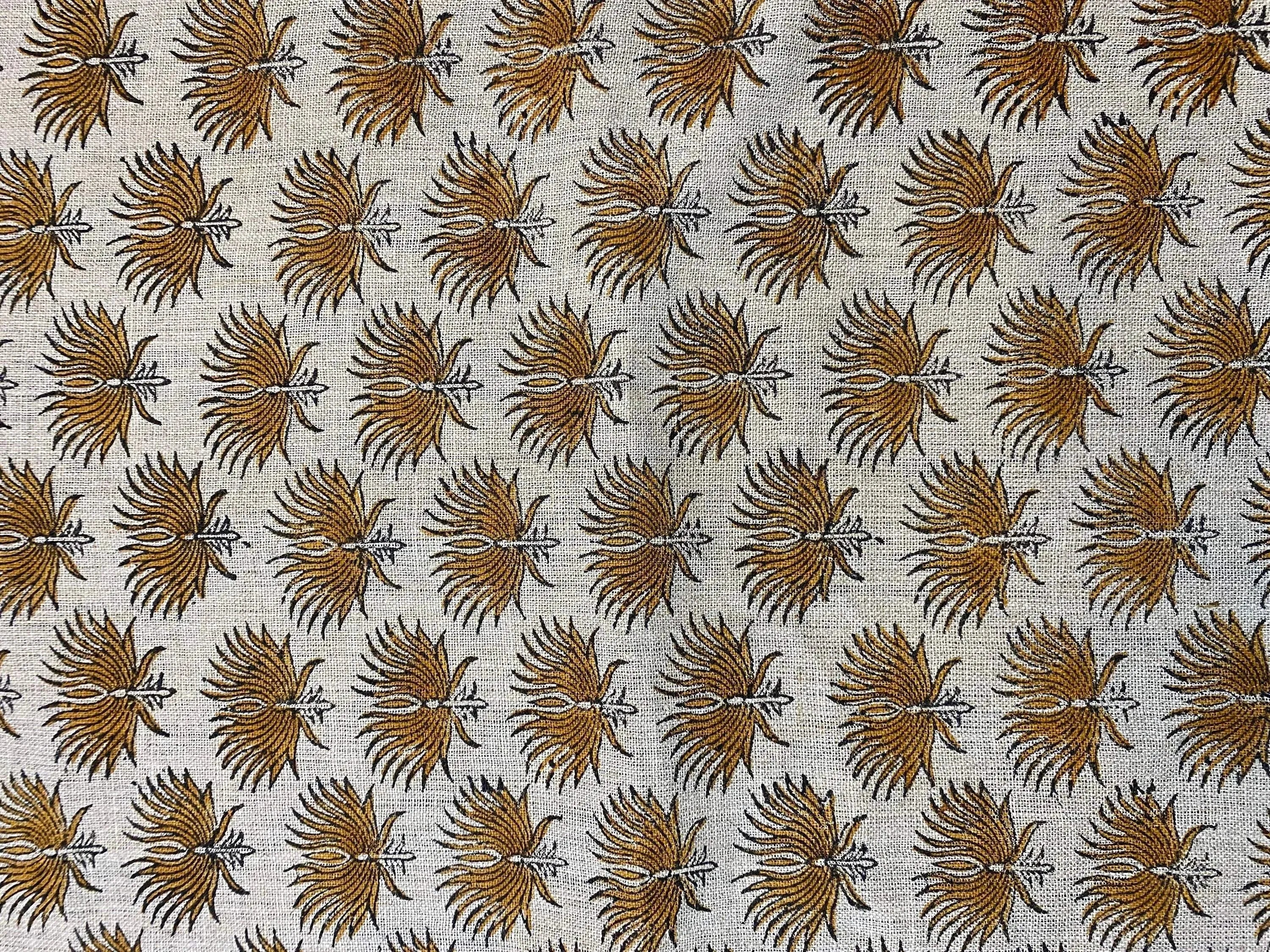 Pearl Hand Block Printed Linen Fabric Linen Fabric