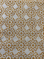 Alma Hand Block Print Linen Mustard Off-White Linen Fabric