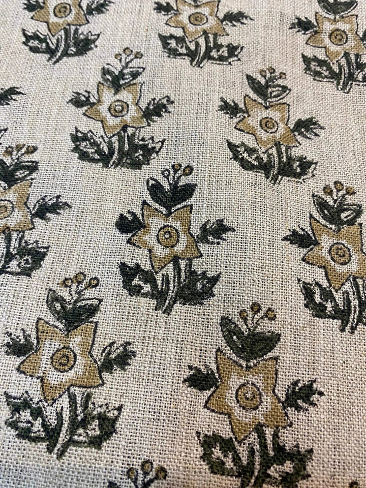 Linen fabric, Fabric by yard, Hand printed fabric, Block Print Fabric, Indian Fabric