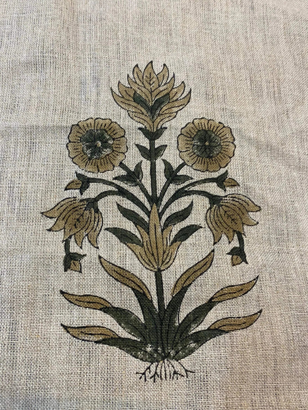 Marigold Hand Block Print Linen Fabric Linen Fabric