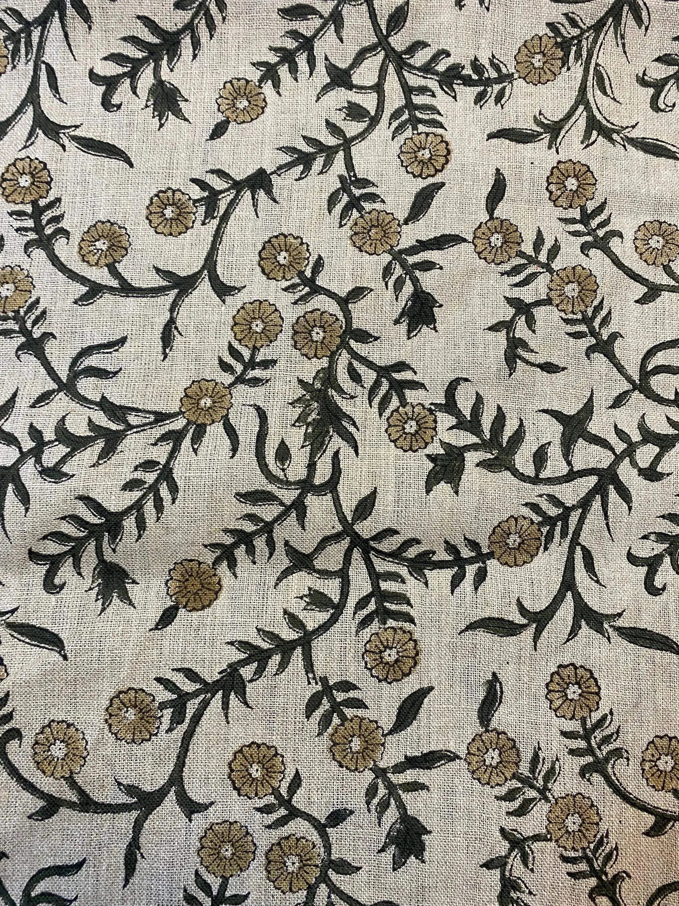 Louis Block Print Upholstery Linen Fabric Linen Fabric