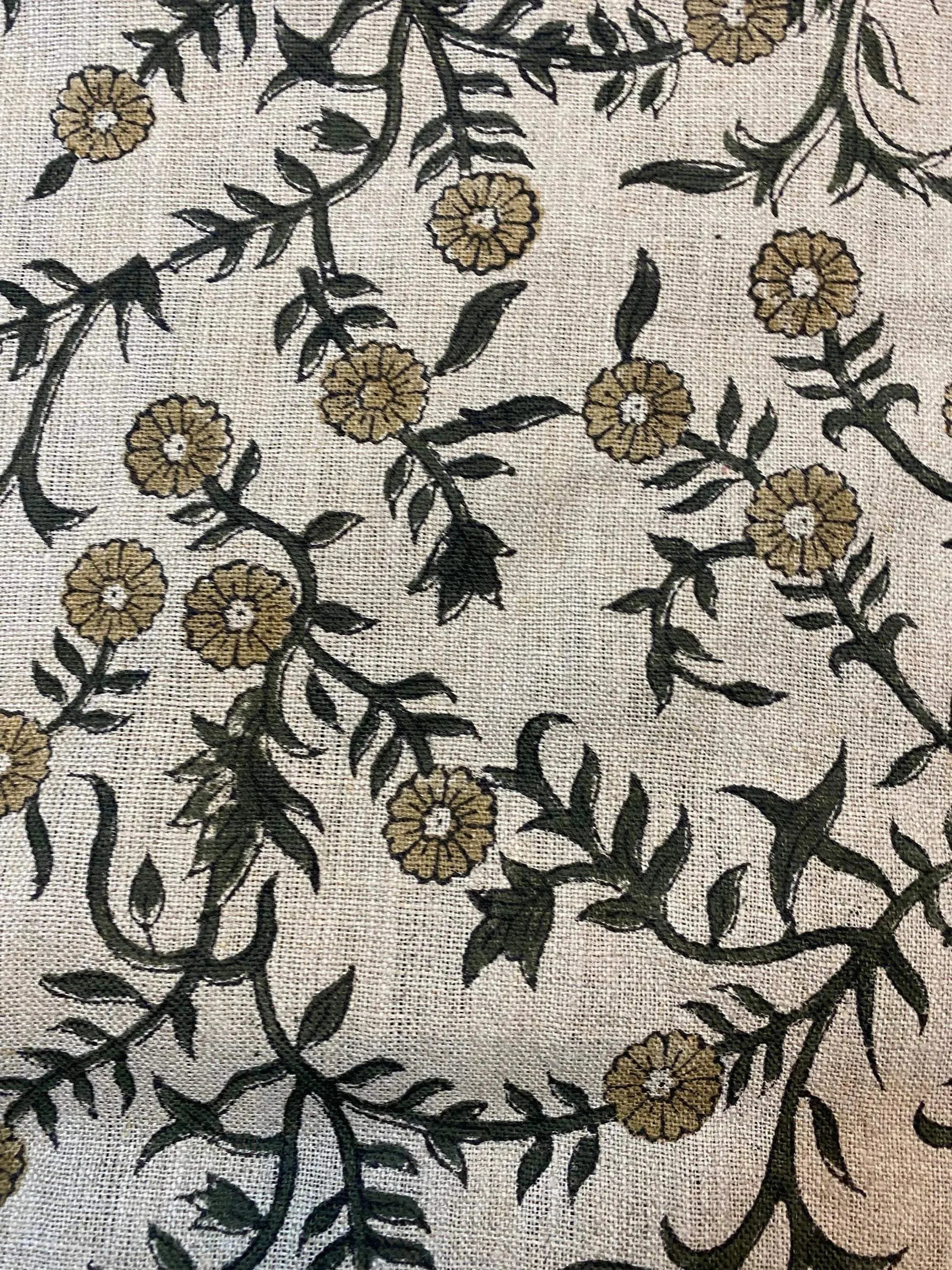 Louis Block Print Upholstery Linen Fabric Linen Fabric