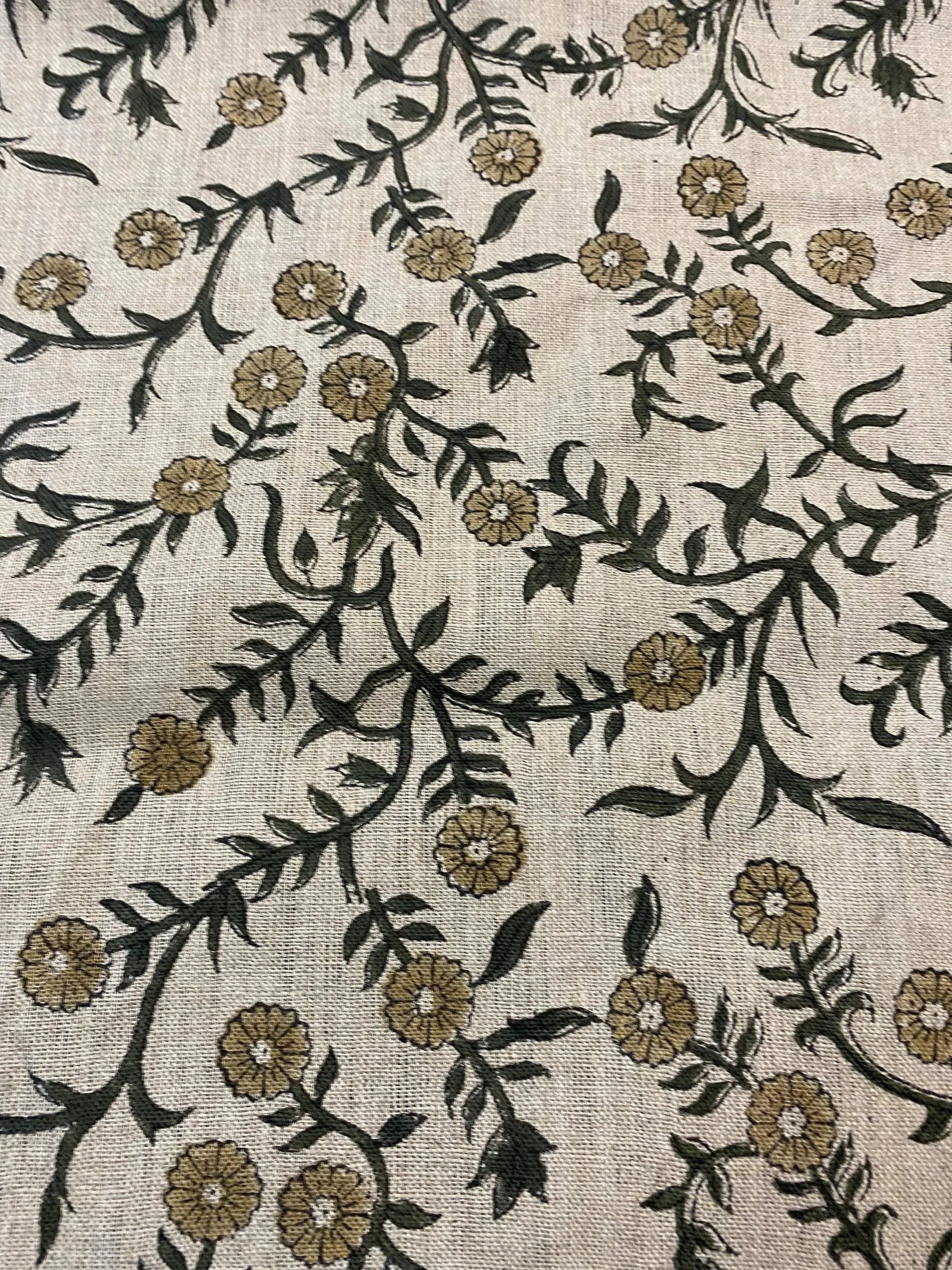 Louis Block Print Upholstery Linen Fabric Linen Fabric