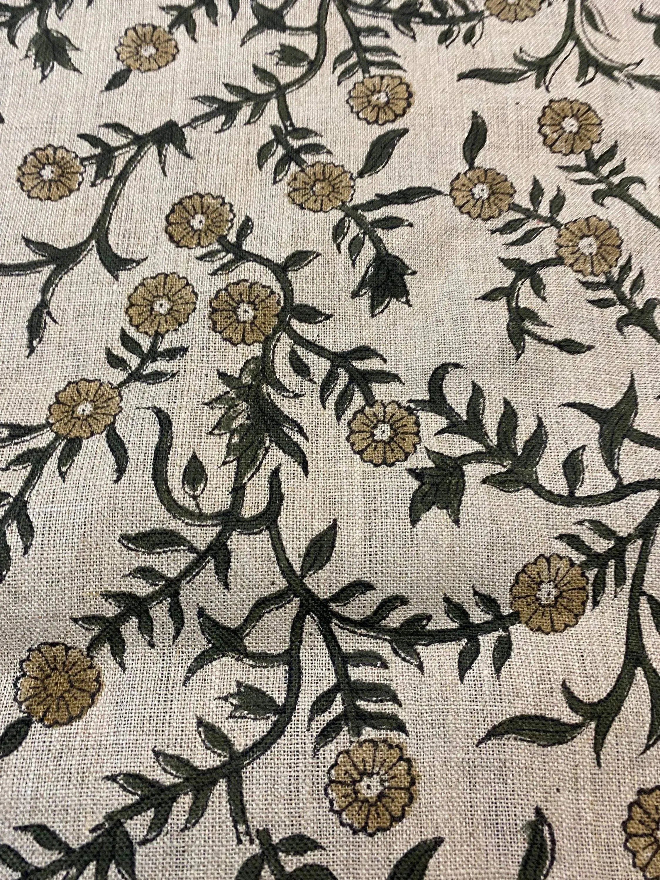 Louis Block Print Upholstery Linen Fabric Linen Fabric