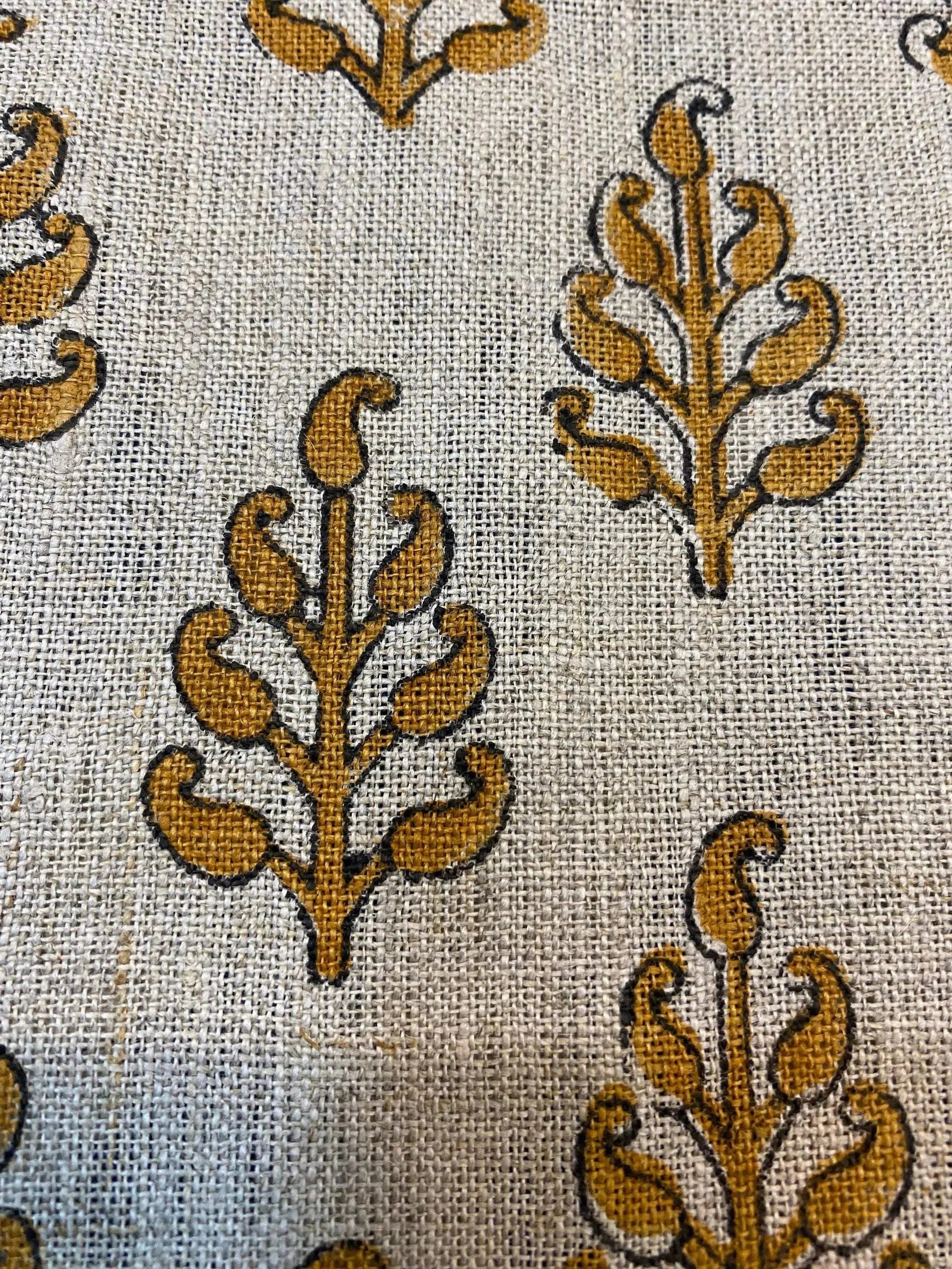 Mara Block Print Linen Linen Fabric