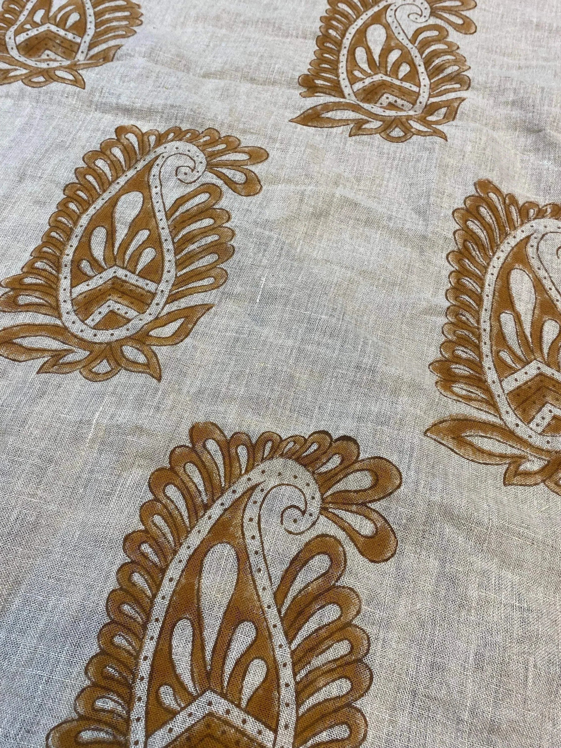 Amara Block Printed Linen Fabric Linen Fabric