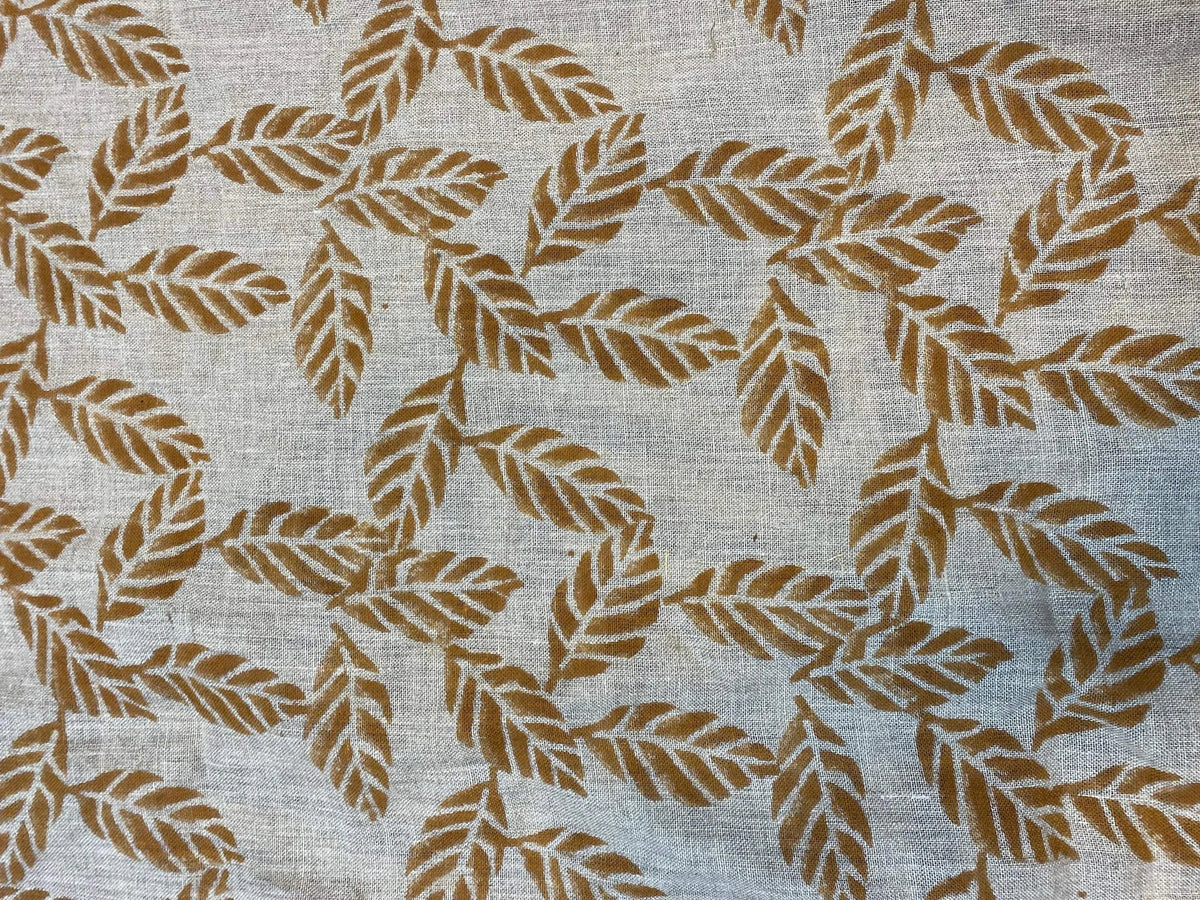 Indie Hand Block Print Linen Linen Fabric