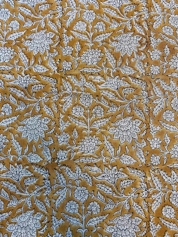 58" inches Indian Hand Block Print Fabric, Indian Linen Fabric, Block Print Fabric, Designer Floral Printing Fabric, Upholstery fabric, - Maple Village Lane