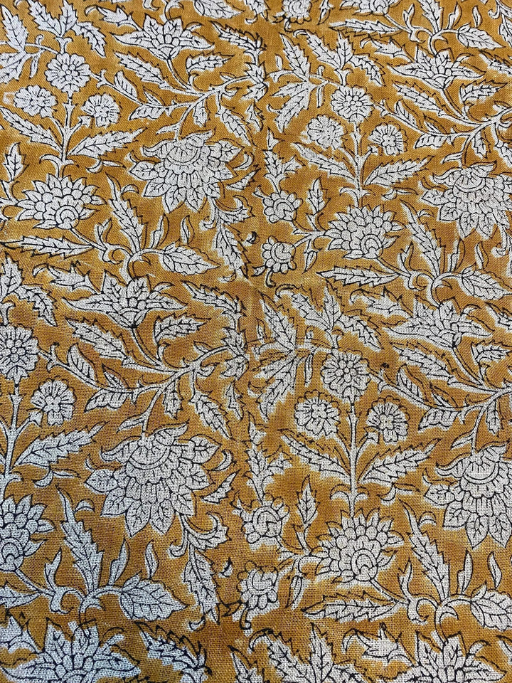 58" inches Indian Hand Block Print Fabric, Indian Linen Fabric, Block Print Fabric, Designer Floral Printing Fabric, Upholstery fabric, - Maple Village Lane