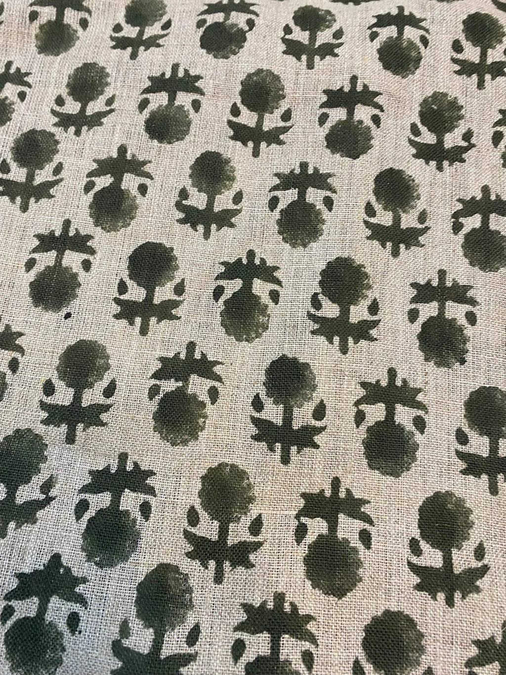 Celeste Linen Block Print Linen Fabric