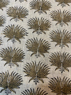 Pearl Hand Block Printed Linen Fabric Brown Black Beige Linen Fabric